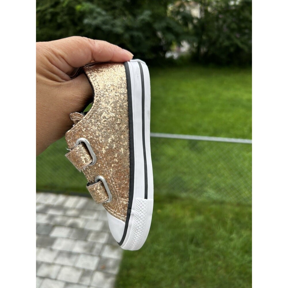 Converse All Star Infant Gold Glitter Sneakers Size 8 US / EU 24 - Picture 7 of 10